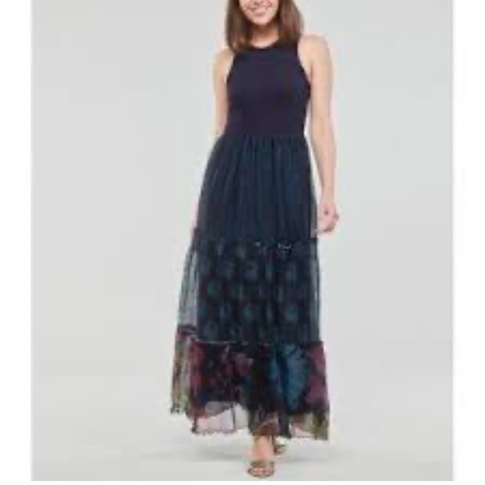 Desigual Blue Green Halter Maxi Dress